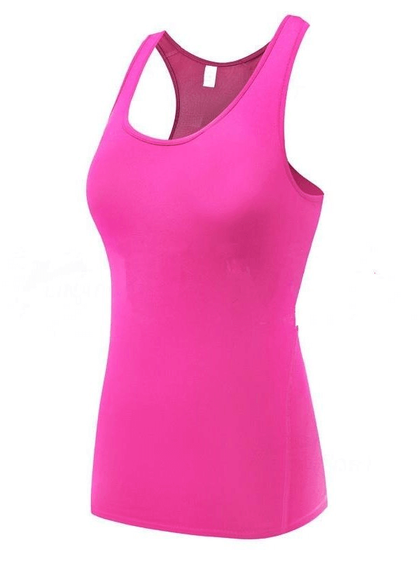 Pink women's sports top, tight stretch sleeveless with quick-dry fabric, designed for cycling, tennis, and dance. SF0038.